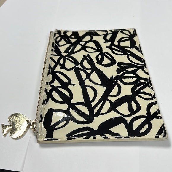 Kate Spade Large Zip Top Patent Clutch Pouch Bag Eyeglasses Theme - Picture 8 of 8